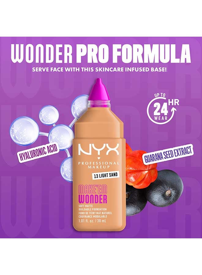 NYX PROFESSIONAL MAKEUP Make 'EM Wonder, 24H Soft Matte Foundation, Undetectable  Finish, Light Sand - Image 4